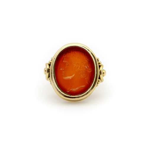 Bague Bague victorienne - Intaille en cornaline Jules César en or 18k 58 Facettes