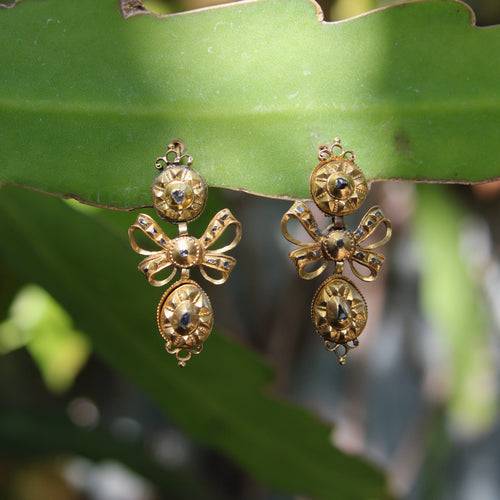 Boucles d'oreilles Boucles d’oreilles pendeloque ibériques géorgiennes en or 21K et diamants 58 Facettes