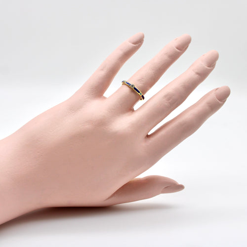 Bague 53 Bague en or 18K émaillée bleu et turquoise avec diamant 58 Facettes