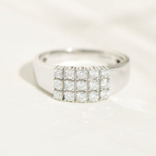 Bague 57 Bague en or blanc 14K avec 15 diamants taille brillant 58 Facettes 3230-11