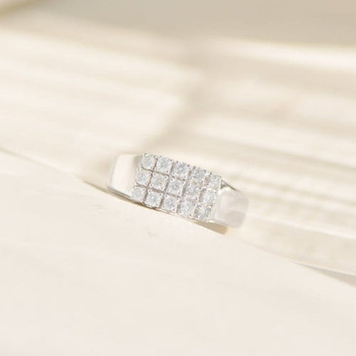 Bague 57 Bague en or blanc 14K avec 15 diamants taille brillant 58 Facettes 3230-11