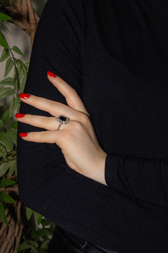 Bague 55 Bague Entourage Or blanc Saphir, Diamant 58 Facettes 4878446CN