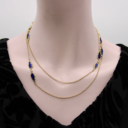 Collier Signature - Collier chaîne à stations gothiques en or 14K, diamants et émail 58 Facettes