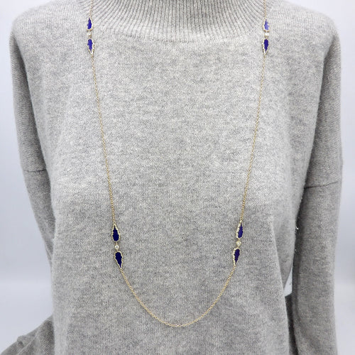 Collier Signature - Collier chaîne à stations gothiques en or 14K, diamants et émail 58 Facettes