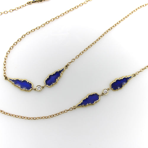 Collier Signature - Collier chaîne à stations gothiques en or 14K, diamants et émail 58 Facettes