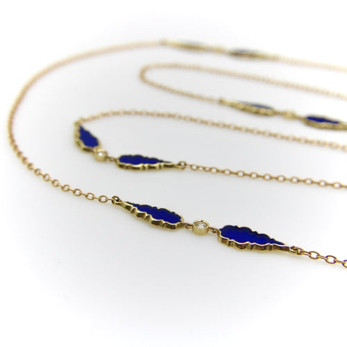 Collier Signature - Collier chaîne à stations gothiques en or 14K, diamants et émail 58 Facettes