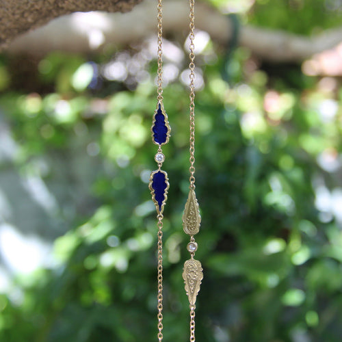 Collier Signature - Collier chaîne à stations gothiques en or 14K, diamants et émail 58 Facettes