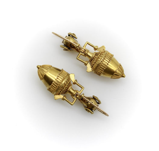 Boucles d'oreilles Etruscan Revival - Boucles d’oreilles cannetille en or 14K tête de bélier 58 Facettes A20042