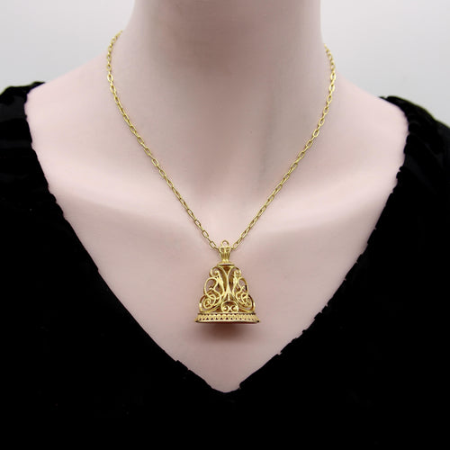 Pendentif Fob victorien serpent - Pendentif en or 14K et cornaline 58 Facettes A2003Z