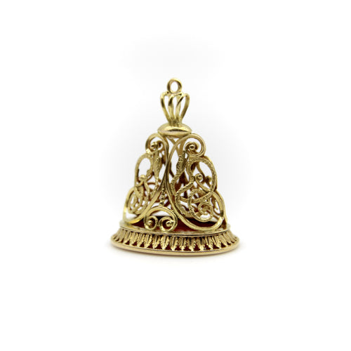 Pendentif Fob victorien serpent - Pendentif en or 14K et cornaline 58 Facettes A2003Z