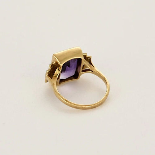 Bague 54 Bague Art déco en or jaune 18K et platine, améthyste et diamants 58 Facettes BLO0462
