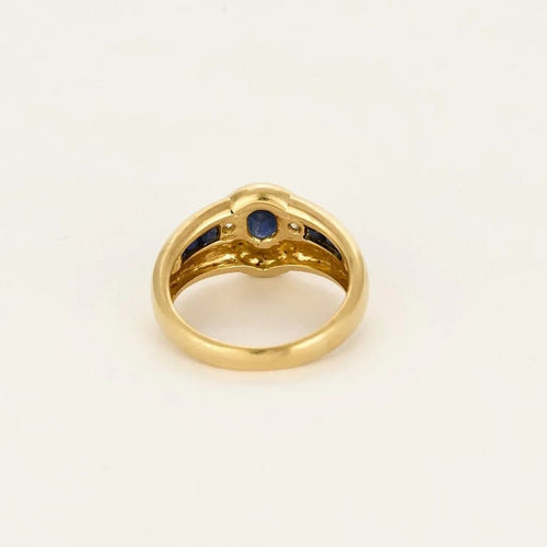 Bague 49 Bague bandeau en or jaune 18K avec saphir et diamants 58 Facettes SAI0750