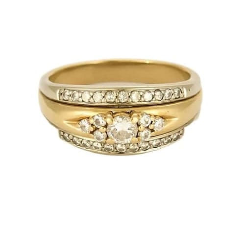 Bague 56 Bague jonc deux ors en or 18K et diamants 58 Facettes CHAL0749X3