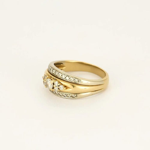 Bague 56 Bague jonc deux ors en or 18K et diamants 58 Facettes CHAL0749X3