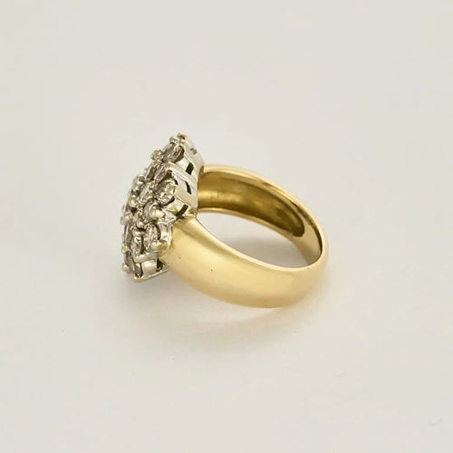 Bague 51.5 Bague fleur en or jaune et or blanc avec diamants 2,12 ct 58 Facettes LIS2771