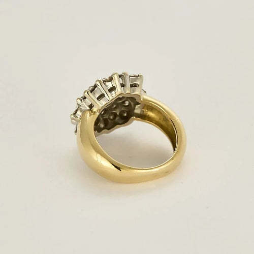 Bague 51.5 Bague fleur en or jaune et or blanc avec diamants 2,12 ct 58 Facettes LIS2771