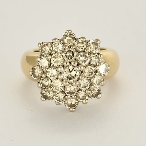 Bague 51.5 Bague fleur en or jaune et or blanc avec diamants 2,12 ct 58 Facettes LIS2771