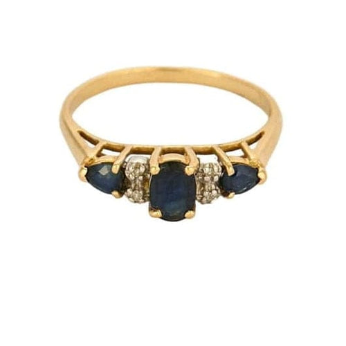 Bague 56 Bague ancienne en or jaune 18K, saphir 0,30 ct et diamants 58 Facettes BEA3298