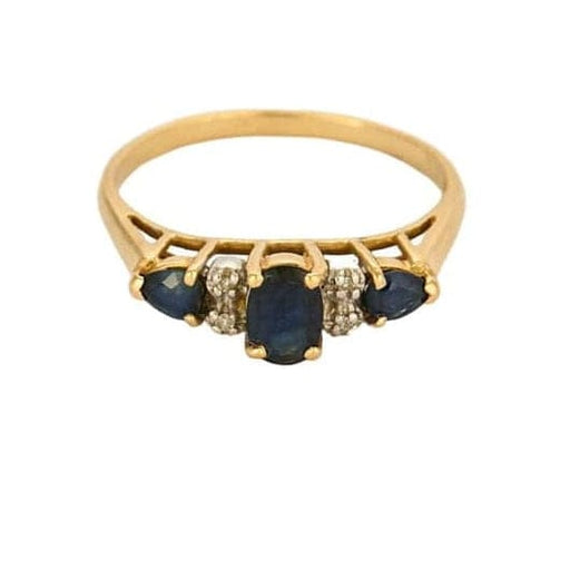Bague 56 Bague ancienne en or jaune 18K, saphir 0,30 ct et diamants 58 Facettes BEA3298