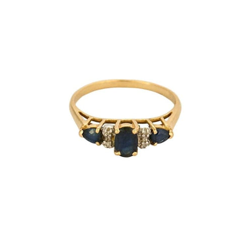 Bague 56 Bague ancienne en or jaune 18K, saphir 0,30 ct et diamants 58 Facettes BEA3298