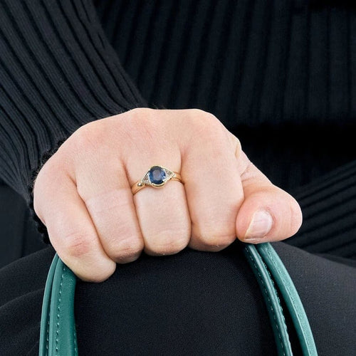 Bague 52.5 Bague en or jaune 18K avec saphir 1,15 ct et diamants troïdia 58 Facettes COL2959