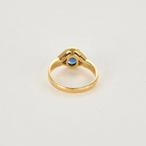 Bague 52.5 Bague en or jaune 18K avec saphir 1,15 ct et diamants troïdia 58 Facettes COL2959