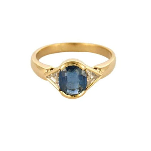 Bague 52.5 Bague en or jaune 18K avec saphir 1,15 ct et diamants troïdia 58 Facettes COL2959