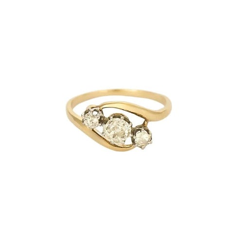 Bague 55 Bague trilogie diamants en or jaune 18k 58 Facettes QUI0760X2