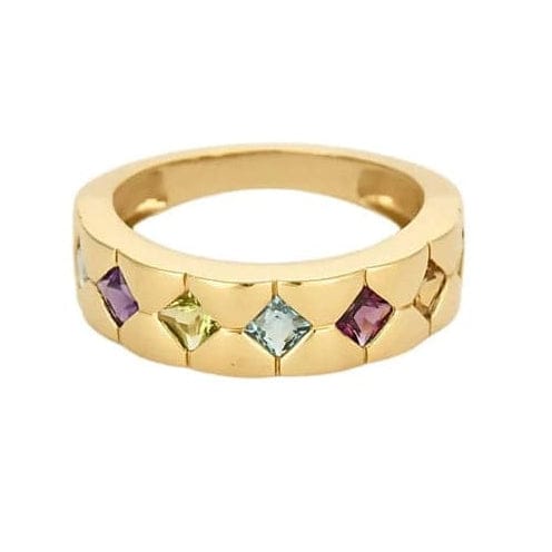 Bague 52.5 Bague jonc matelassée Tutti Frutti en or jaune 18K et quartz 58 Facettes LAV1909