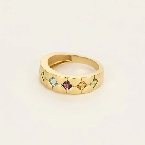 Bague 52.5 Bague jonc matelassée Tutti Frutti en or jaune 18K et quartz 58 Facettes LAV1909
