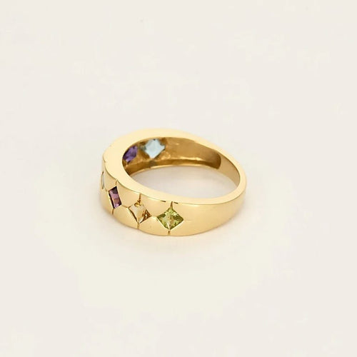 Bague 52.5 Bague jonc matelassée Tutti Frutti en or jaune 18K et quartz 58 Facettes LAV1909