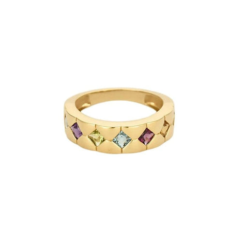 Bague 52.5 Bague jonc matelassée Tutti Frutti en or jaune 18K et quartz 58 Facettes LAV1909
