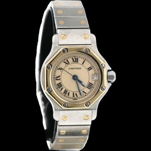 Montre Cartier Santos - Montre femme ronde Octagon en or jaune et acier 58 Facettes MT45170