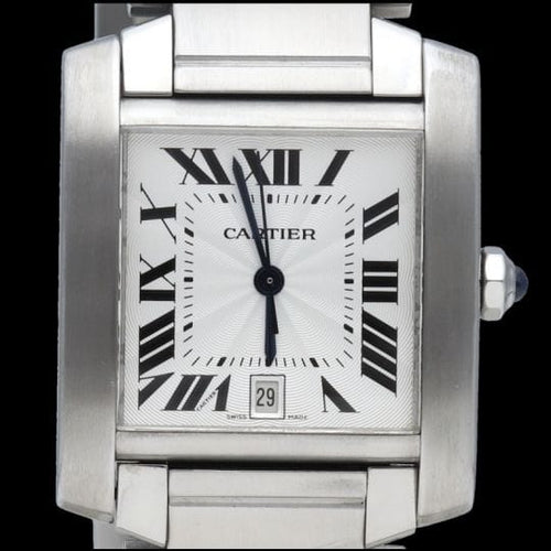 Montre Cartier Tank Française - Montre GM automatique en acier 58 Facettes MT45221