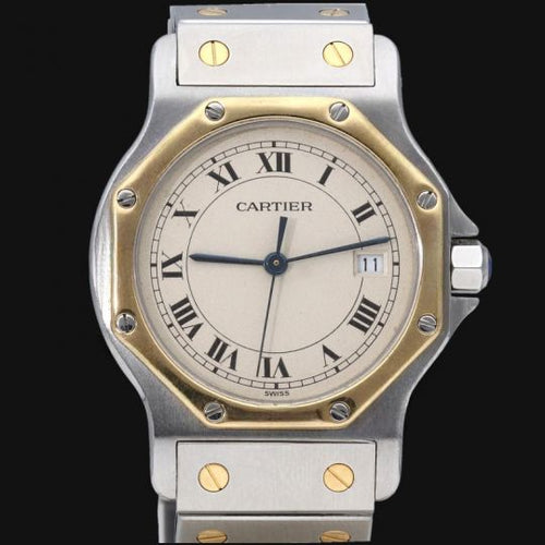 Montre Cartier Santos Octagon - Montre femme 30 mm en or jaune et acier 58 Facettes MT45169