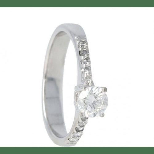 Bague 49 Bague en or blanc 18K avec diamants 58 Facettes 4043