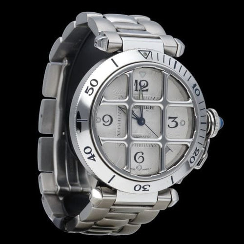 Montre Cartier Pasha - Montre automatique homme 38 mm en acier 58 Facettes MT45247