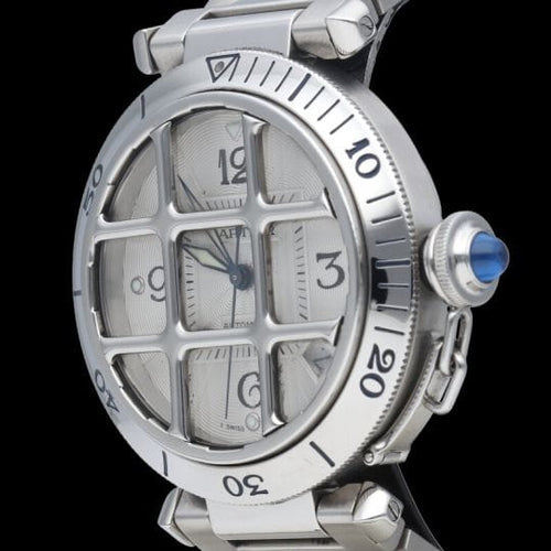 Montre Cartier Pasha - Montre automatique homme 38 mm en acier 58 Facettes MT45247