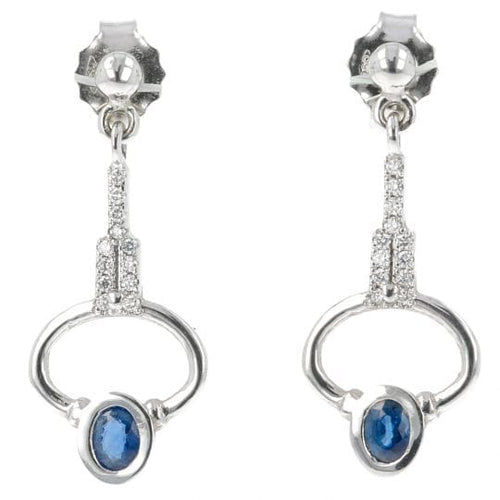 Boucles d'oreilles Boucles d’oreilles en or blanc 18K avec diamants et saphirs 58 Facettes 4197