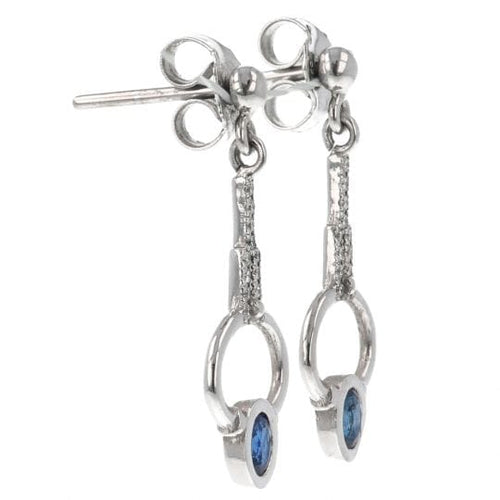 Boucles d'oreilles Boucles d’oreilles en or blanc 18K avec diamants et saphirs 58 Facettes 4197