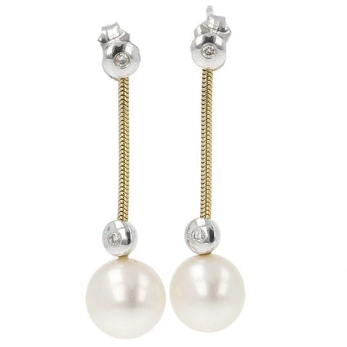 Boucles d'oreilles Boucles d’oreilles perles de culture en or jaune 18K et diamants 58 Facettes 4160