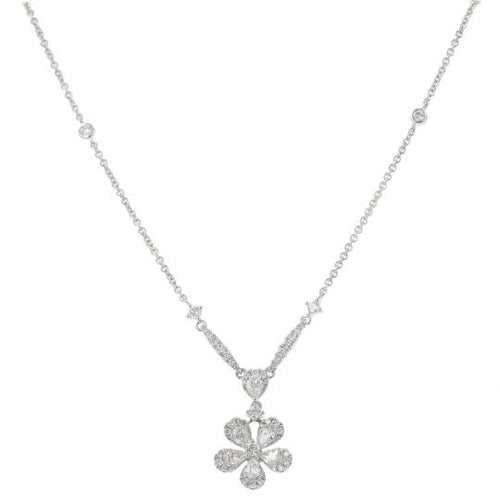 Collier Pendentif - Collier en or blanc et diamants 58 Facettes 4219