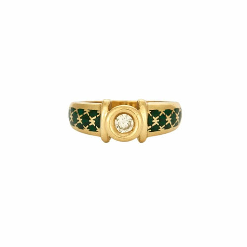 Bague 51 KORLOFF - Bague jonc en or jaune émail et diamant 58 Facettes 23/526