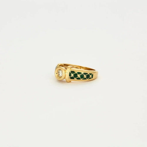 Bague 51 KORLOFF - Bague jonc en or jaune émail et diamant 58 Facettes 23/526