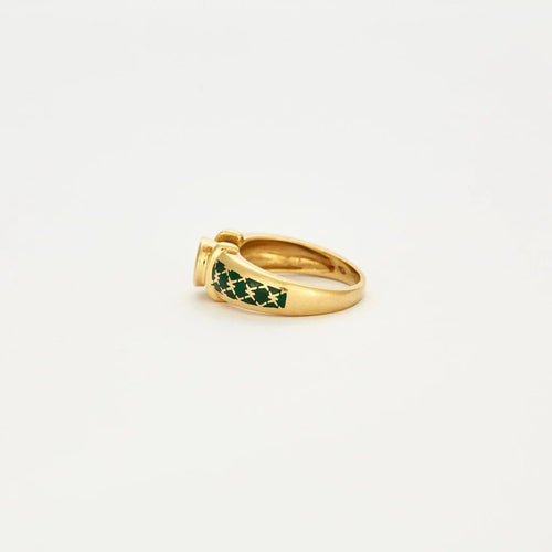 Bague 51 KORLOFF - Bague jonc en or jaune émail et diamant 58 Facettes 23/526