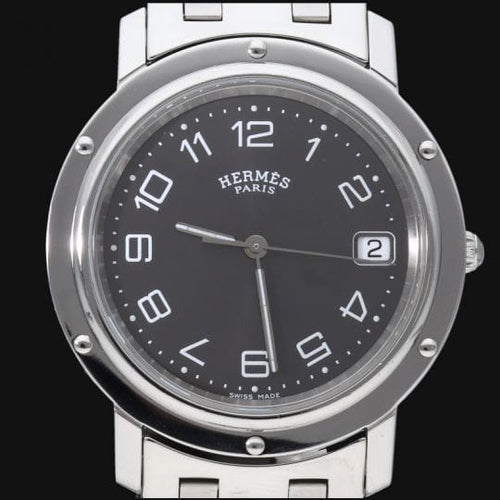 Montre Hermès Clipper - Montre femme en acier, cadran noir 58 Facettes MT44628