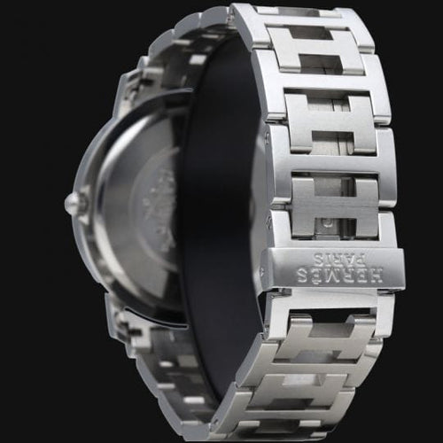 Montre Hermès Clipper - Montre femme en acier, cadran noir 58 Facettes MT44628