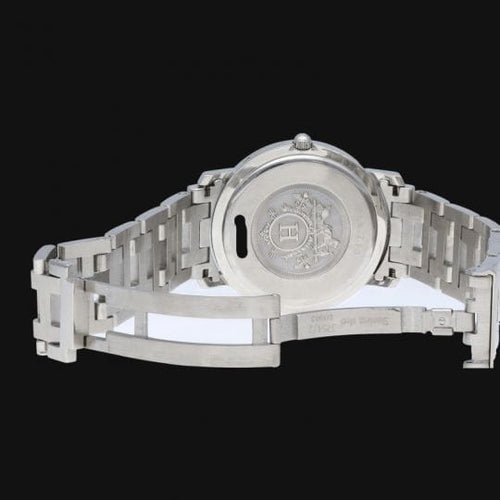 Montre Hermès Clipper - Montre femme en acier, cadran noir 58 Facettes MT44628