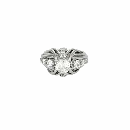 Bague 46 Bague dôme en or blanc 18 carats et diamants 58 Facettes 250016