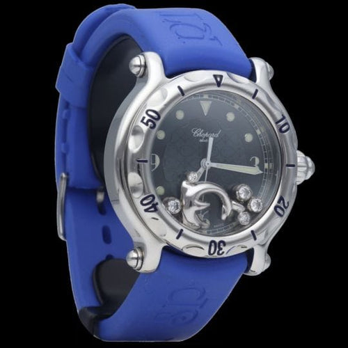 Montre Chopard Happy Sport - Montre femme Dolphin Diamond en acier 58 Facettes MT39686